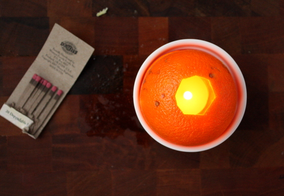 tealight made from an orange tea light from an orange