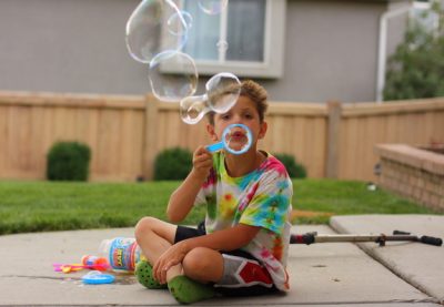 blowing bubbles