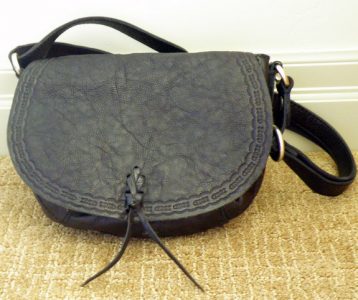 grey leather purse