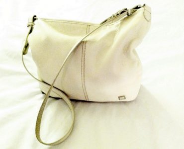 white leather purse