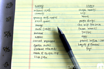 grocery list