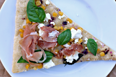corn + goat cheese pizza